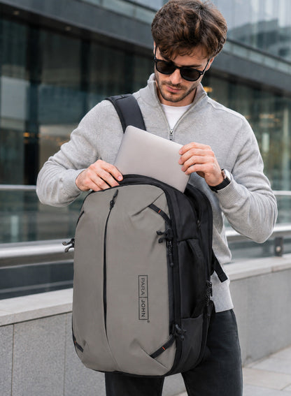 Para John TravioN 19 Inch Travel Laptop Backpack | 30L Water-Resistant PU Coated Polyester Backpack with Trolley Sleeve, Hidden Back Pocket & Padded Laptop Compartment | Business, Office & Travel Backpack  PARAJOHN UAE