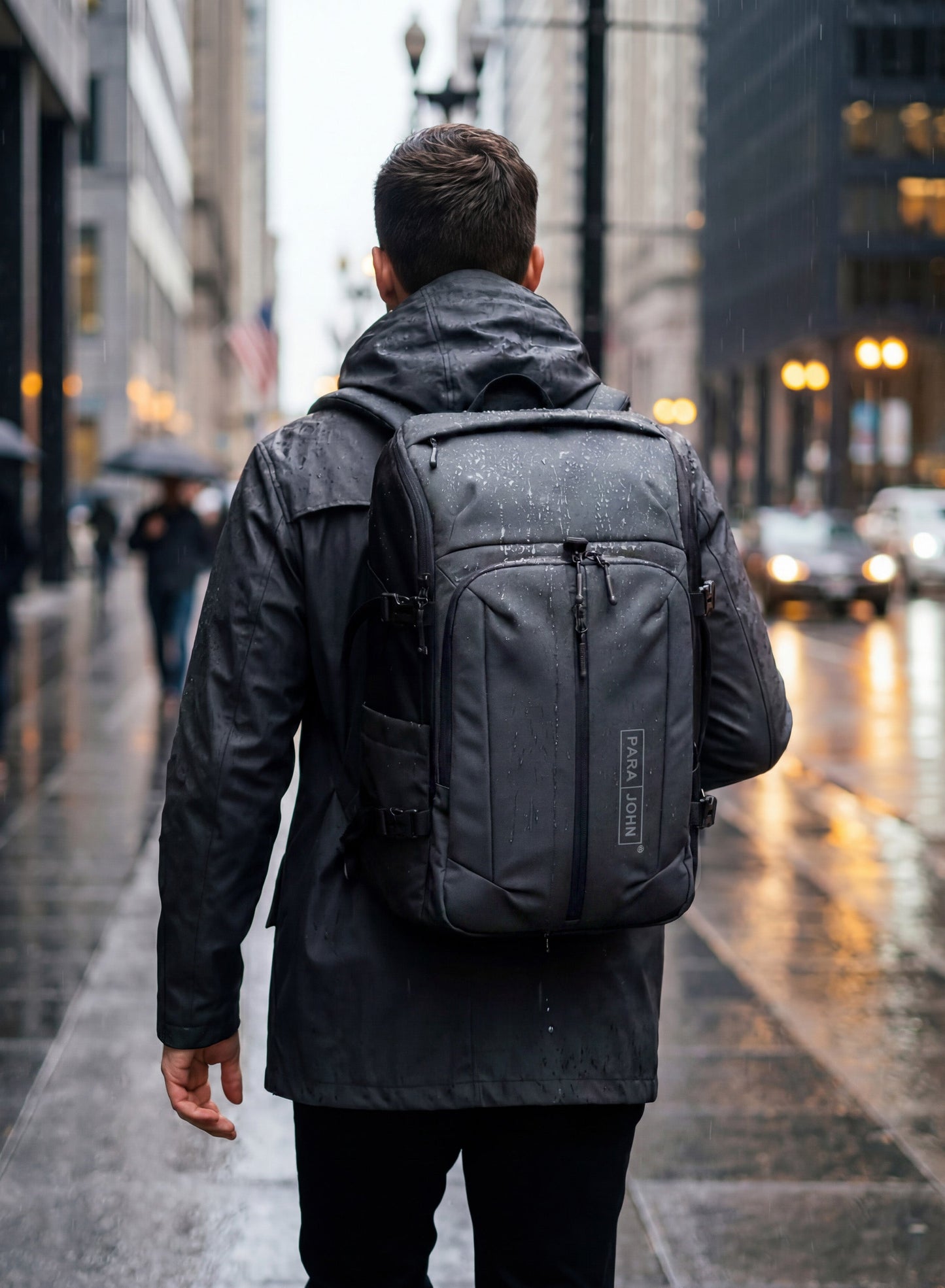 Parajohn STRIDER 18 Inch Water-Resistant Laptop Backpack, PU Coated Polyester Travel Bag with Trolley Sleeve, Concealed Back Pocket & Cushioned Laptop Compartment  PARAJOHN UAE