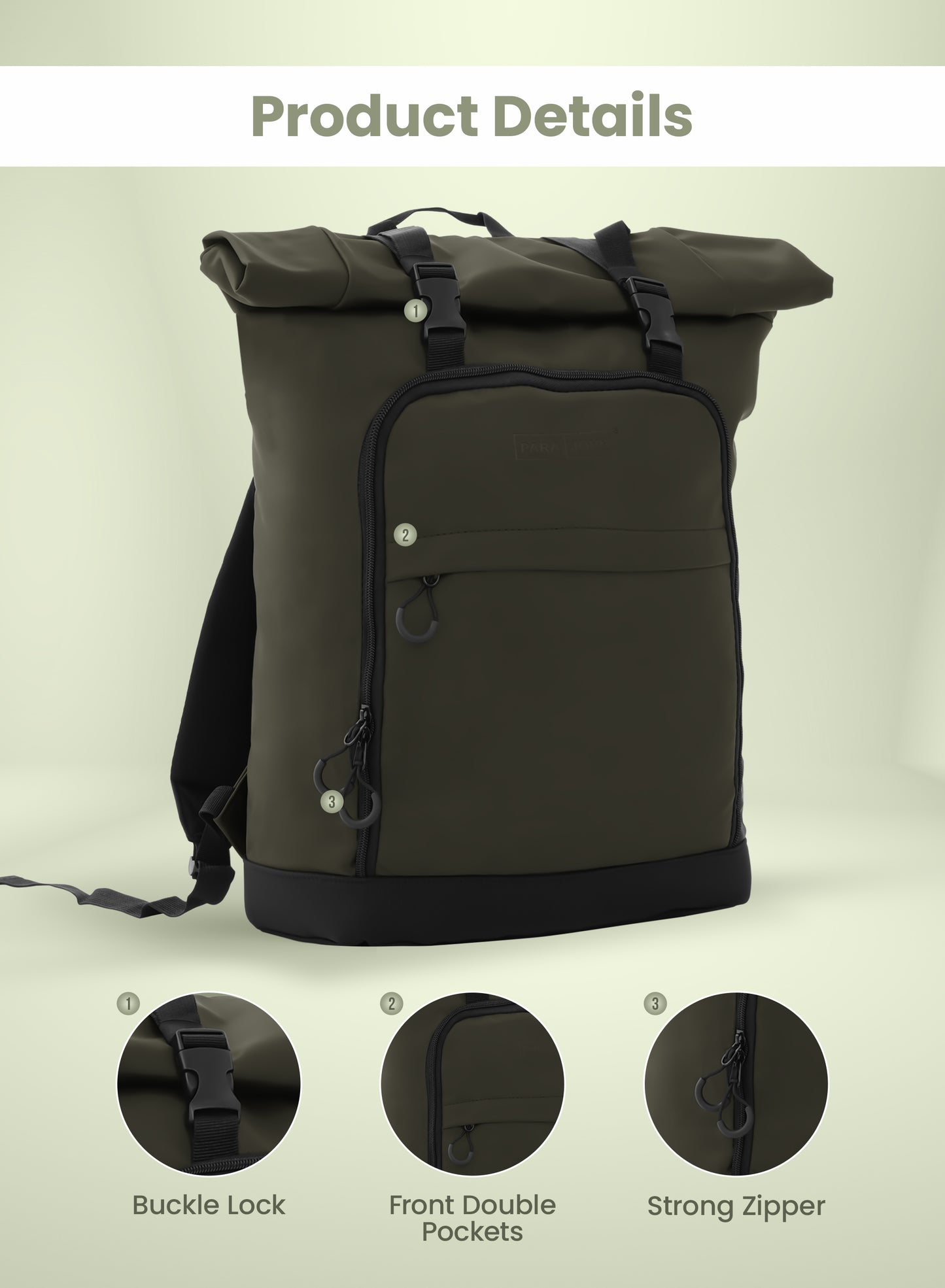 Unisex Rolltop Rucksack with laptop compartment