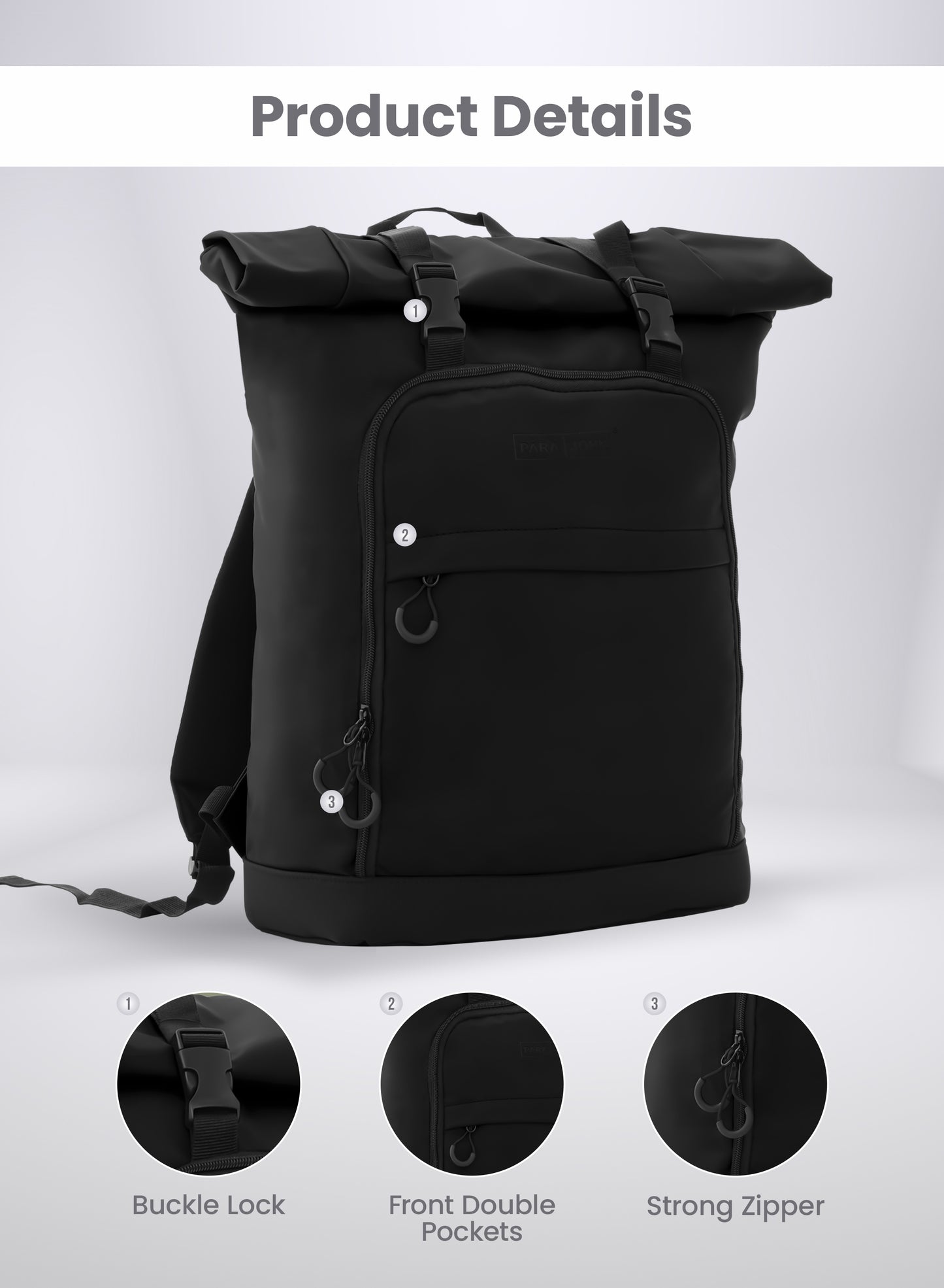 Unisex Rolltop Rucksack with laptop compartment