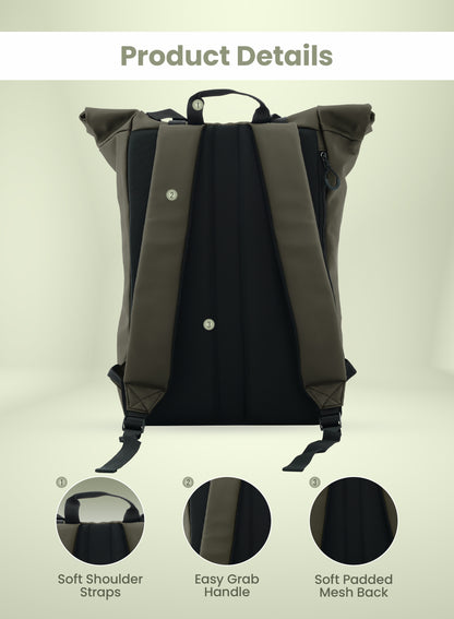 Unisex Rolltop Rucksack with laptop compartment