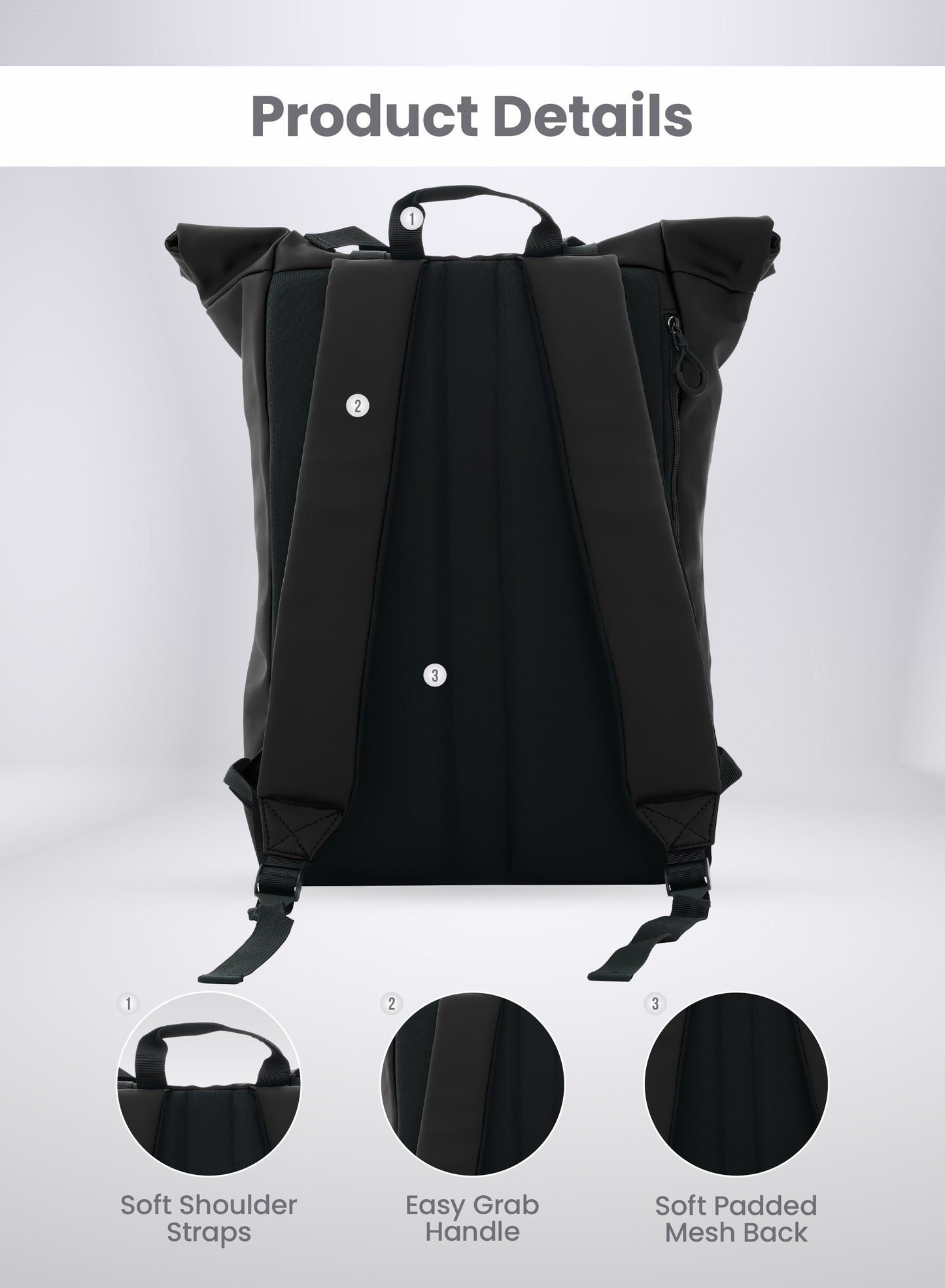 Unisex Rolltop Rucksack with laptop compartment