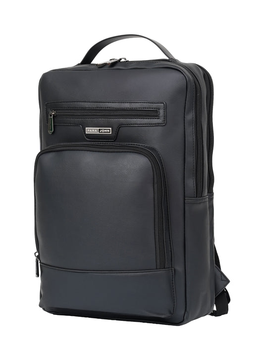 PARA JOHN ExecForm 16 Inch Laptop Backpack for Men – Premium PU Leather Slim Business Office Bag, Padded & Breathable Design