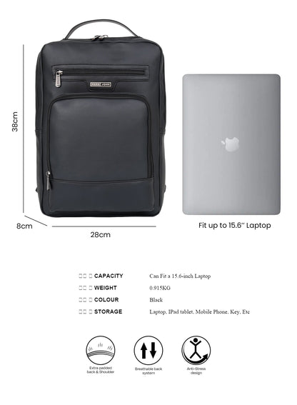 PARA JOHN ExecForm 16 Inch Laptop Backpack for Men – Premium PU Leather Slim Business Office Bag, Padded & Breathable Design  PARAJOHN UAE