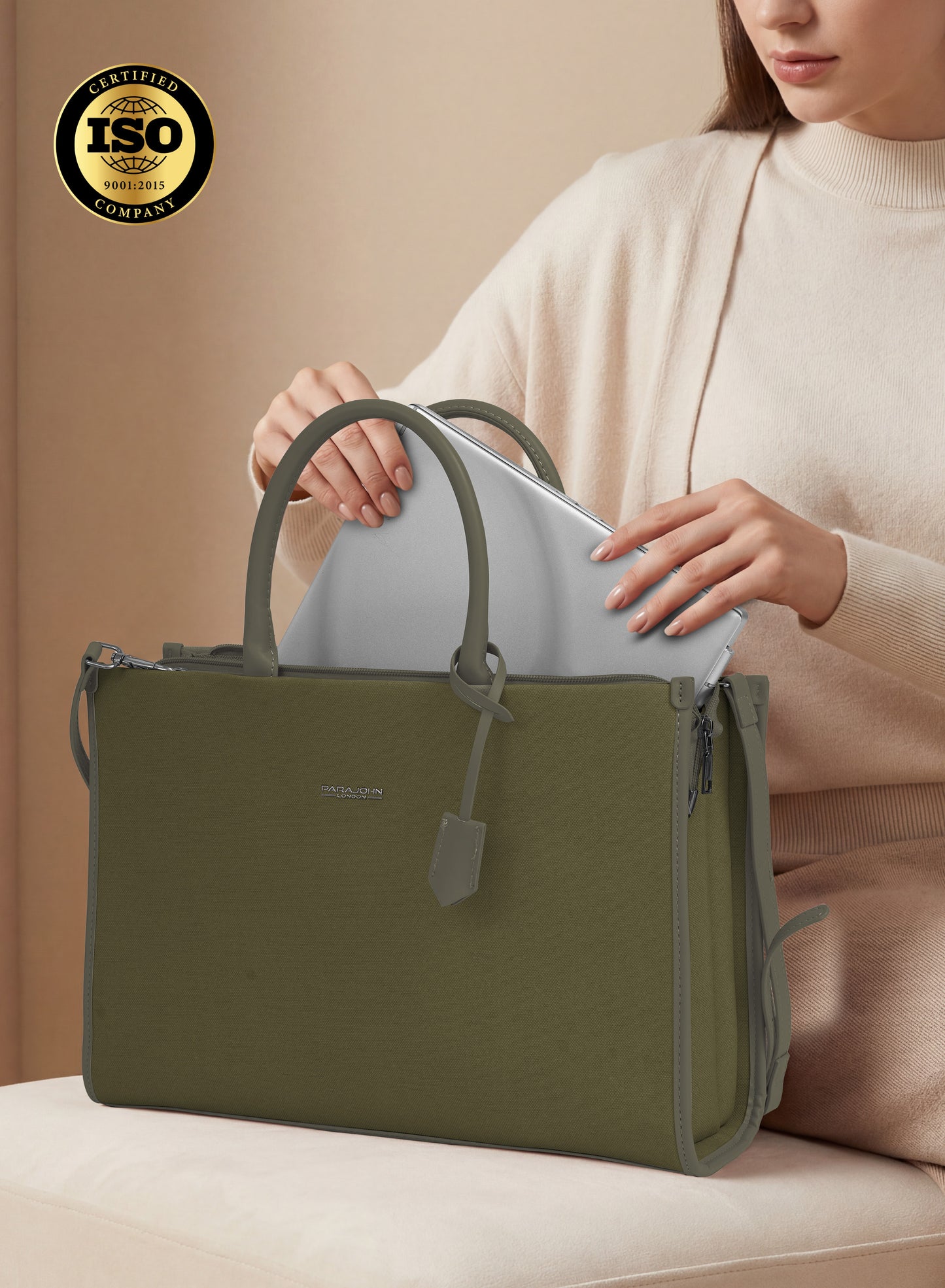 Parajohn London Ladies Bag | Women’s Elegant 15.6 inch Laptop Tote Bag Classy Computer Briefcase