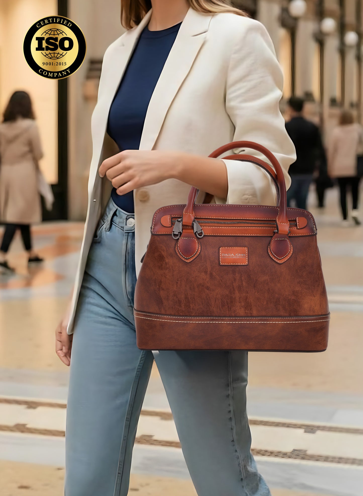Parajohn London Ladies Vintage PU Handbag | Women’s Elegant Everyday Tote with Luxurious Leather-Finish Design