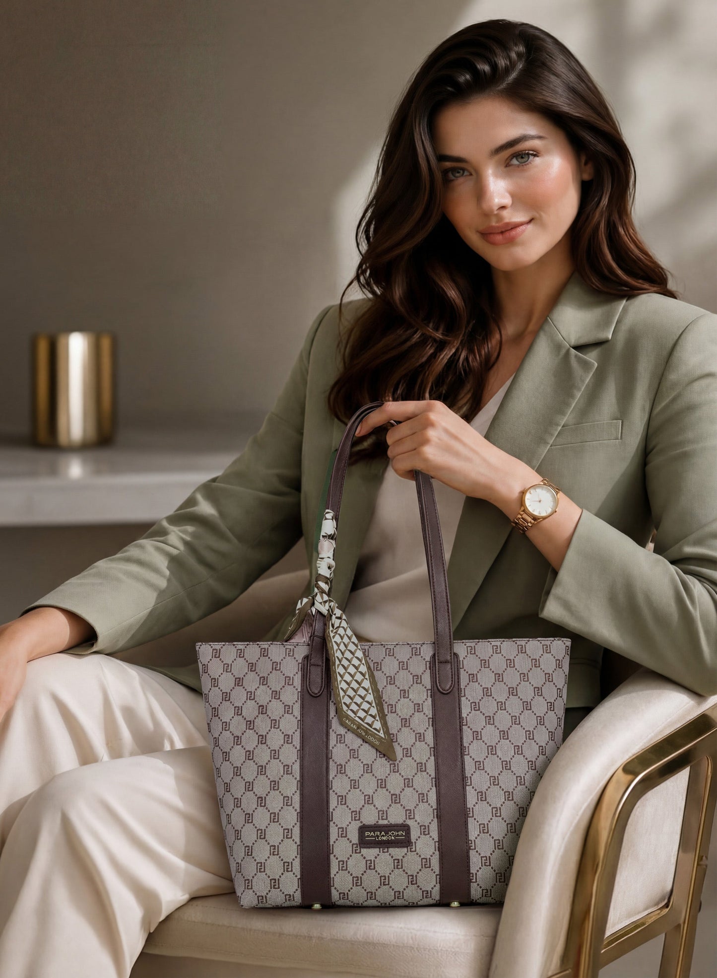 Parajohn London Women's Premium Monogram Tote Bag | Luxury Shoulder Handbag | Spacious Everyday Shopping & Office Tote | Elegant Ladies Fashion Bag  PARAJOHN UAE