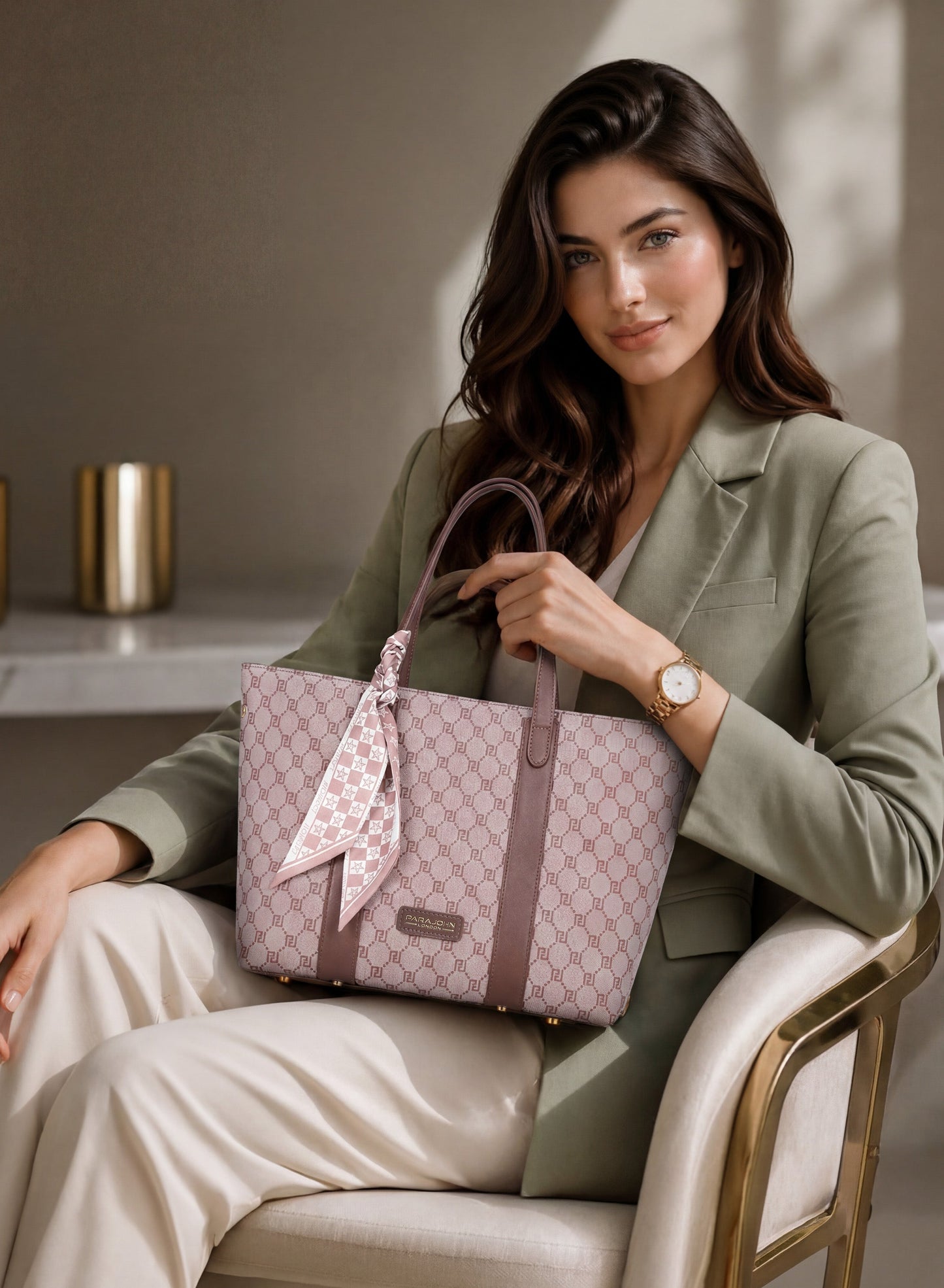 Parajohn London Women's Premium Monogram Tote Bag | Luxury Shoulder Handbag | Spacious Everyday Shopping & Office Tote | Elegant Ladies Fashion Bag  PARAJOHN UAE