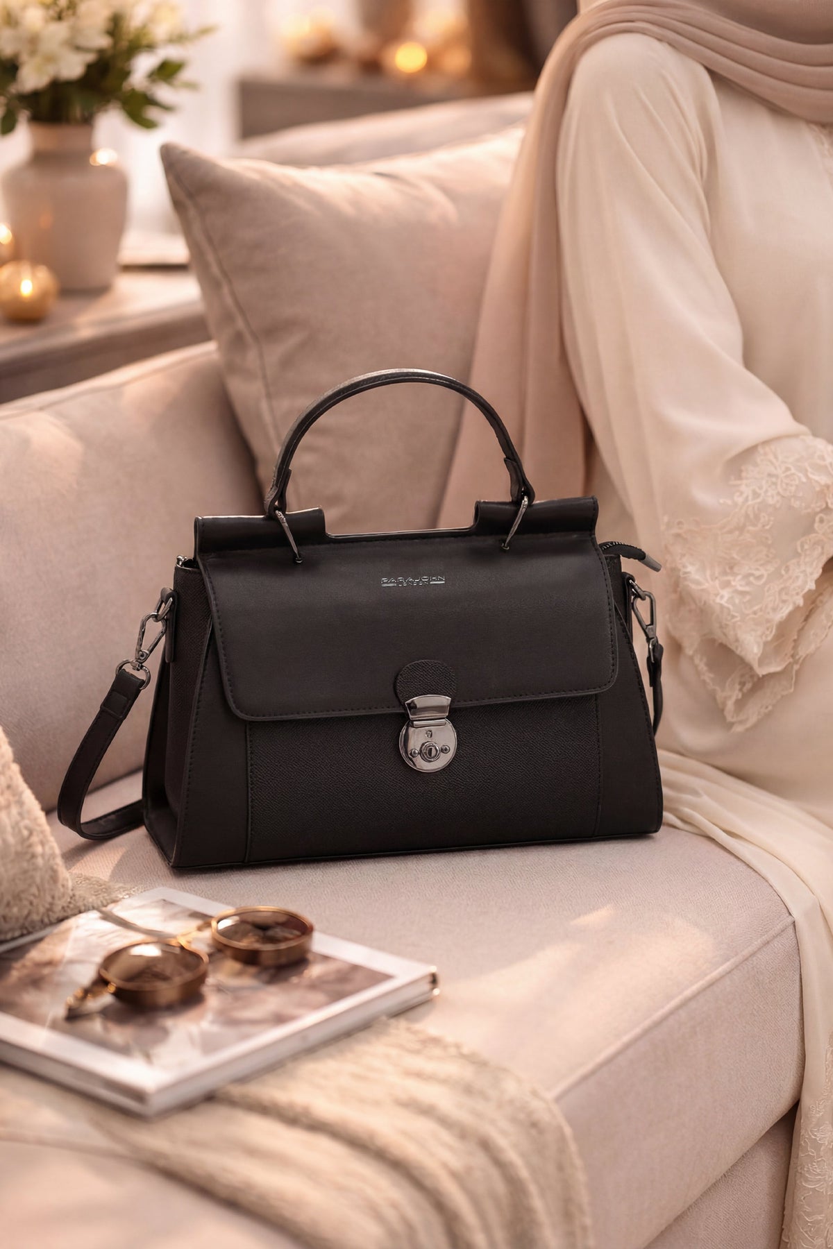 Parajohn Prime Collection Handbag — Elegant Lock Design | Premium Leather Finish  PARAJOHN UAE