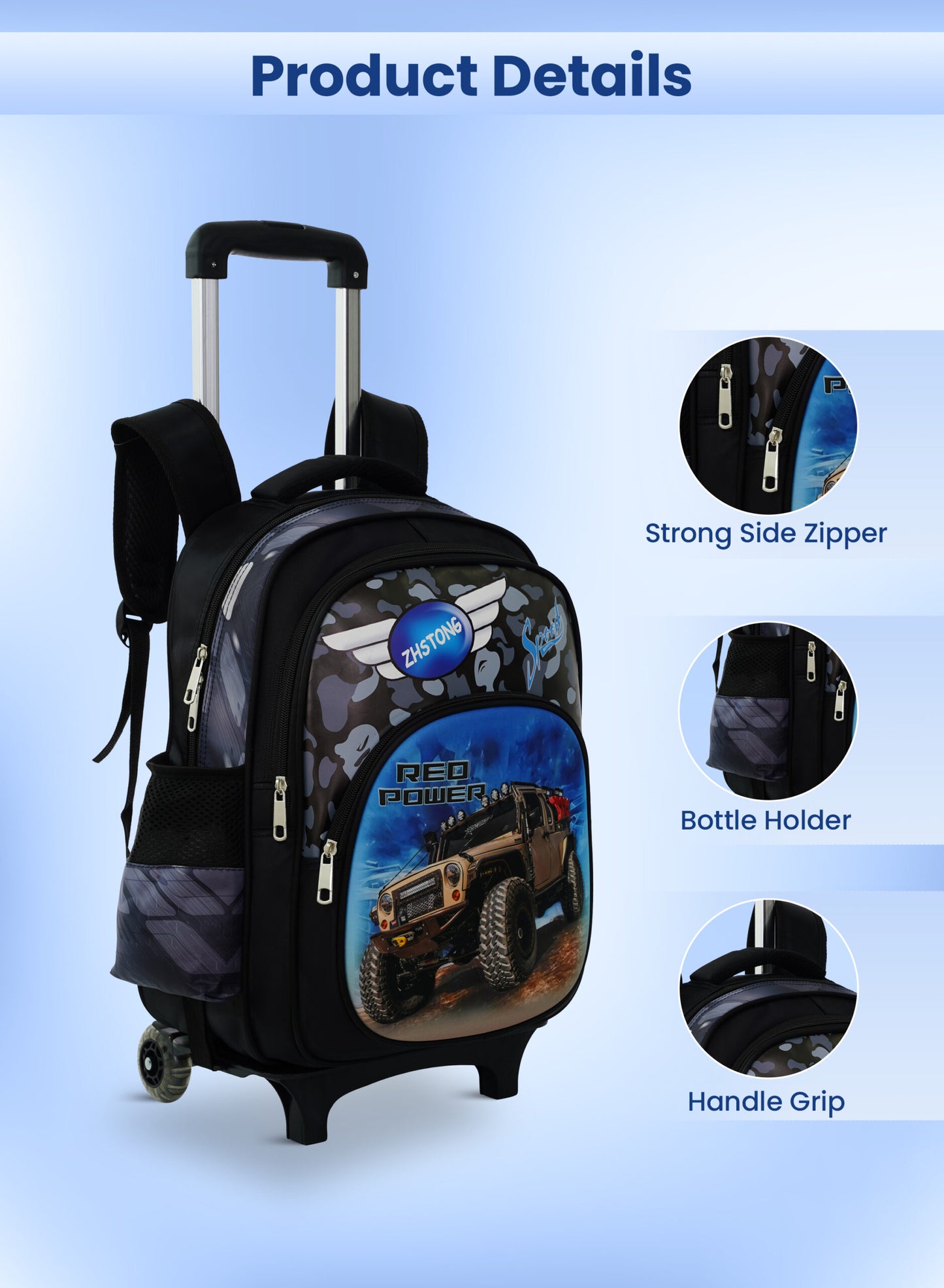 Versatile 3-Piece School Bag Set: Backpack with Trolley, Lunch Box, and Pencil Case