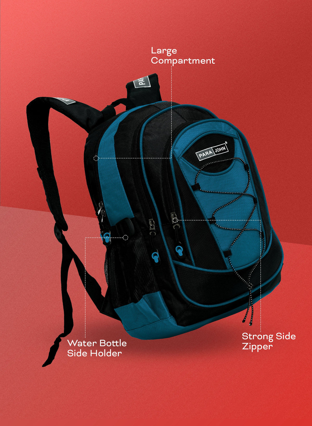 ParaJohn Durable Student Backpack – 1670D Water-Resistant Multi-Compartment Bag with Strong Zippers & Comfortable Carry Handle, Available in 18”, 20”, 22” & 24” Sizes  PARAJOHN UAE