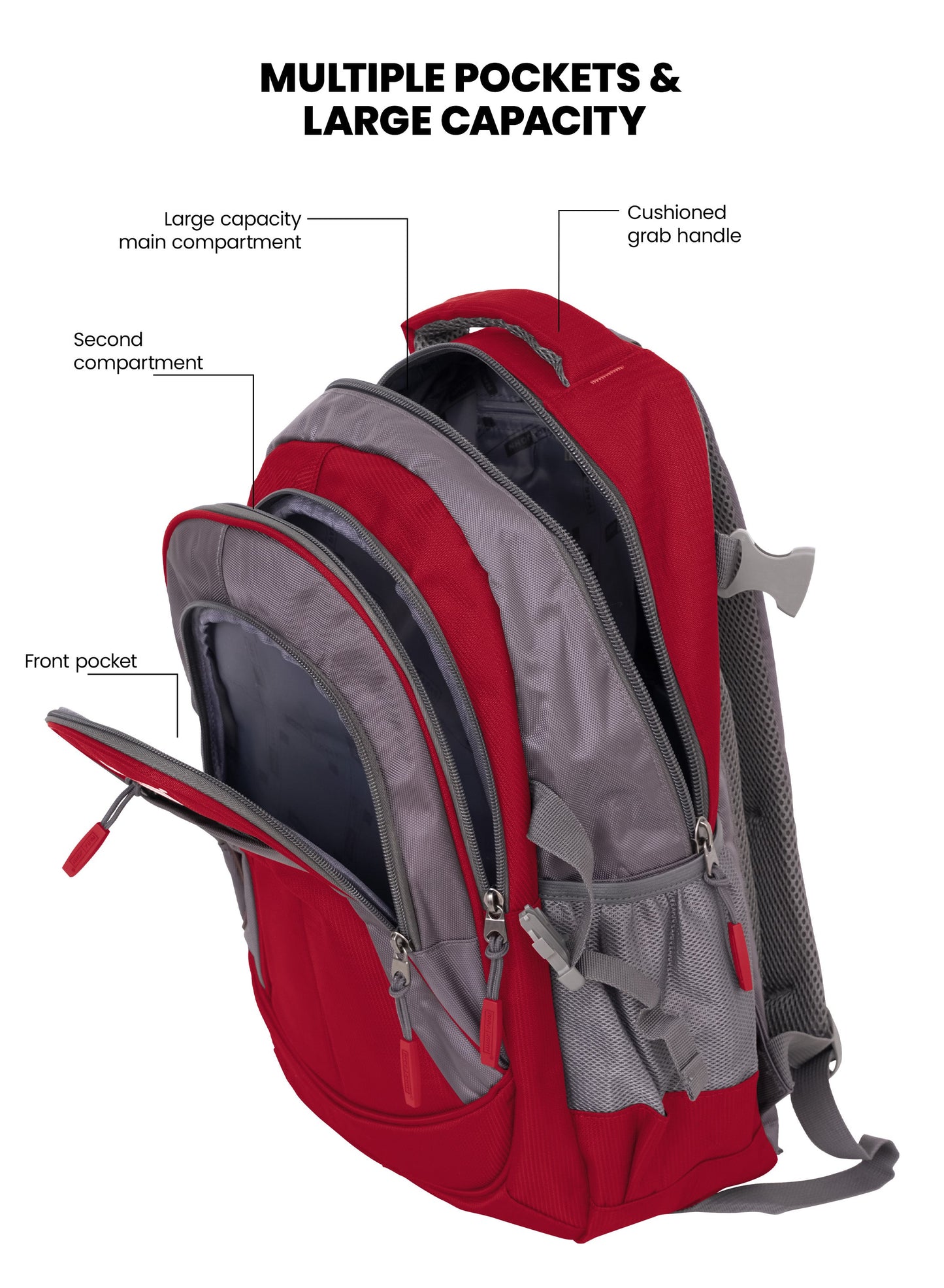 ParaJohn School Backpack – Durable 1680D PVC Coated Multi-Compartment School Bag with Strong Zipper and Handle, Available in Sizes 14”, 16”, 18”, 20”, 22” & 24”  PARAJOHN UAE