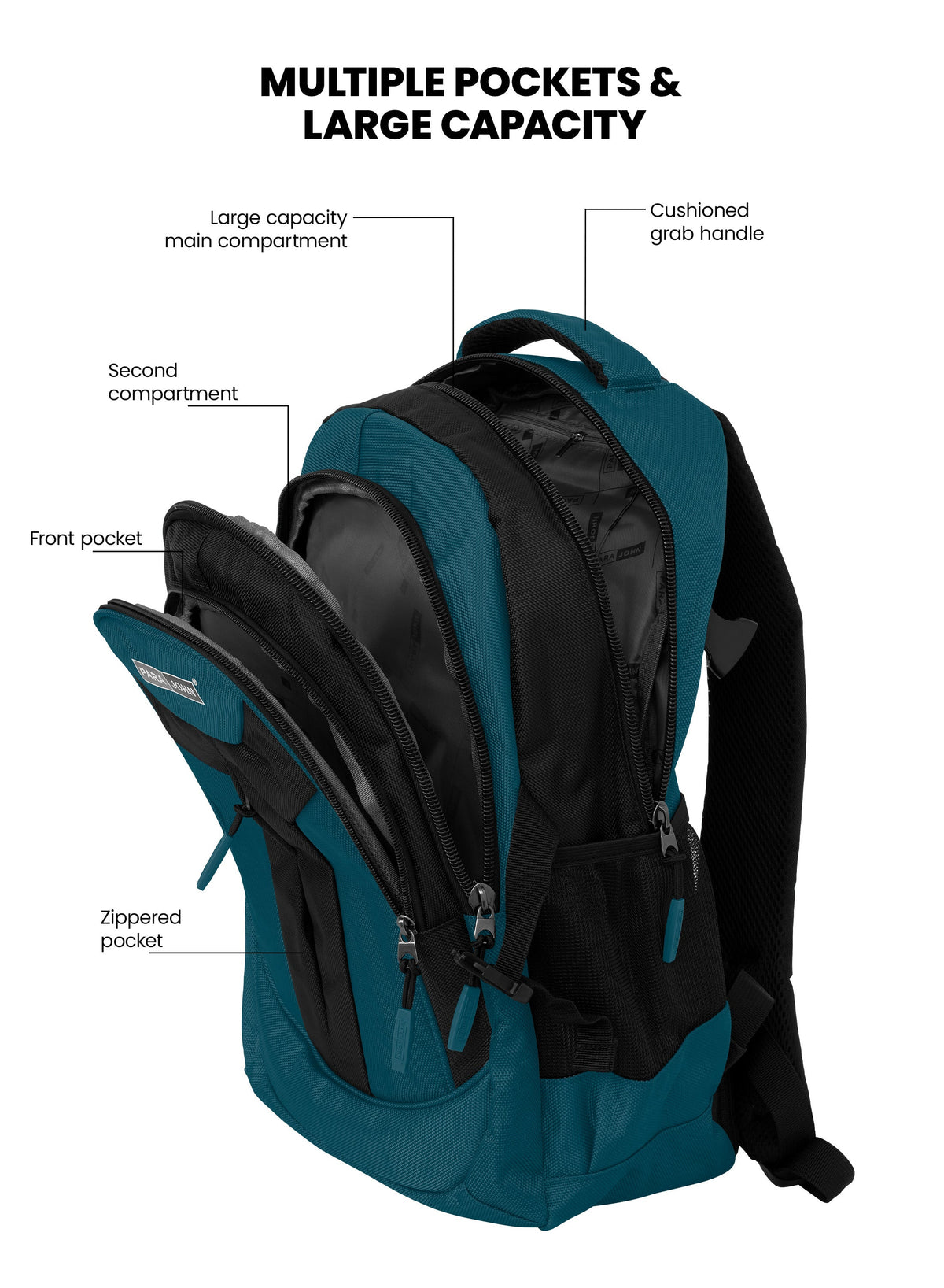 Parajohn School Backpack – Durable Polyester Multi-Compartment  School Bag 20" with Strong Zipper and Comfortable Handle  PARAJOHN UAE