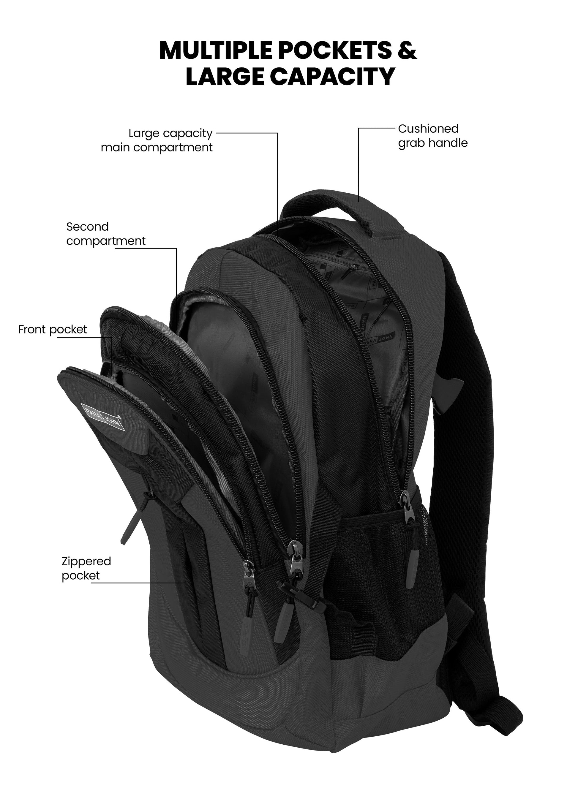 Parajohn School Backpack – Durable Polyester Multi-Compartment  School Bag 20" with Strong Zipper and Comfortable Handle  PARAJOHN UAE