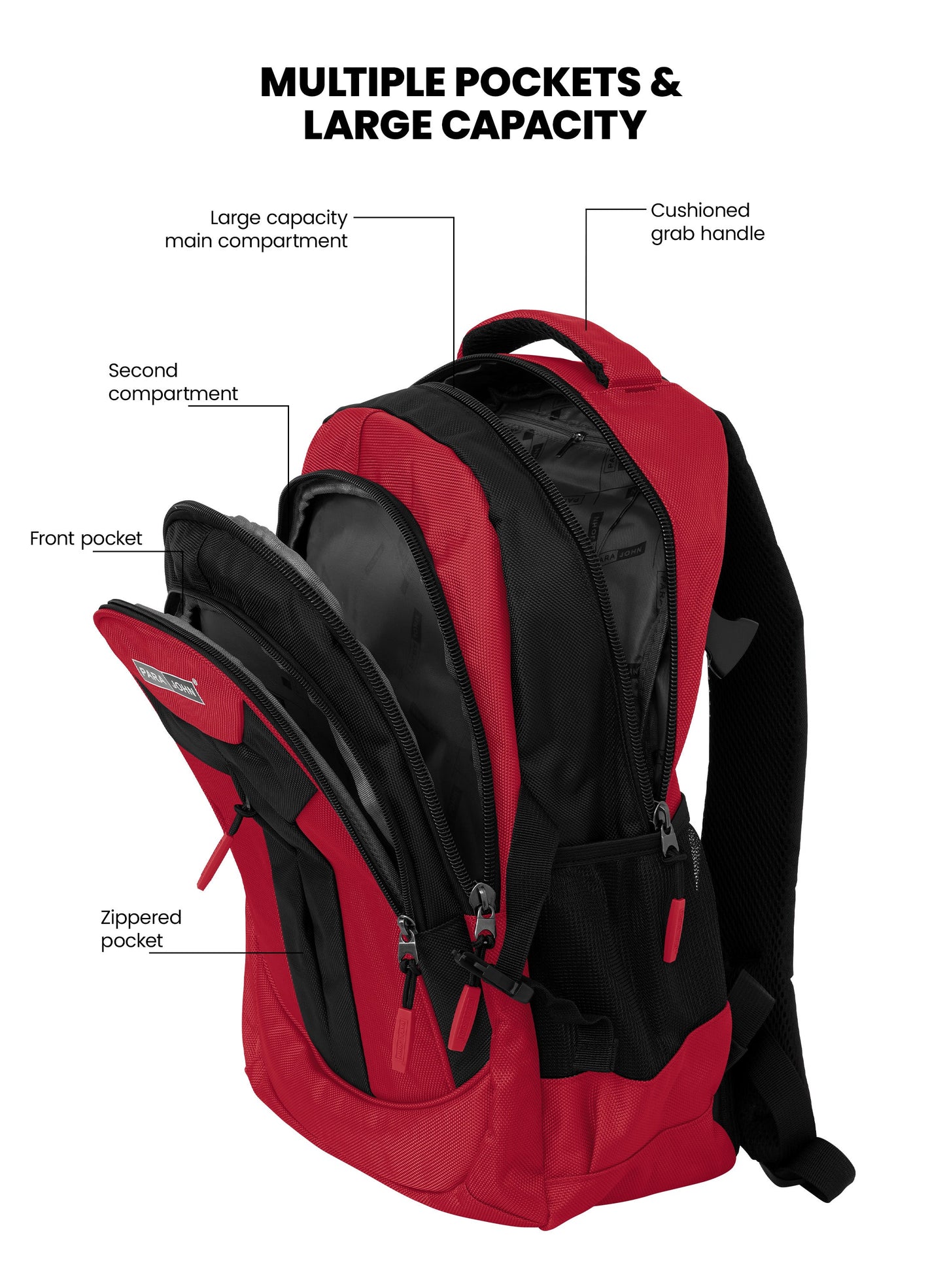 Parajohn School Backpack – Durable Polyester Multi-Compartment  School Bag 20" with Strong Zipper and Comfortable Handle  PARAJOHN UAE