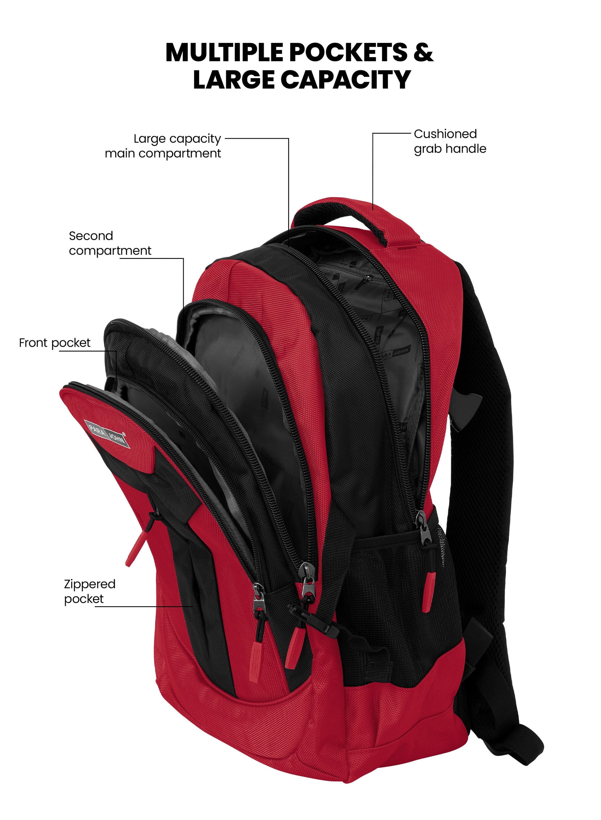 Parajohn School Backpack – Durable Polyester Multi-Compartment  School Bag 20" with Strong Zipper and Comfortable Handle  PARAJOHN UAE