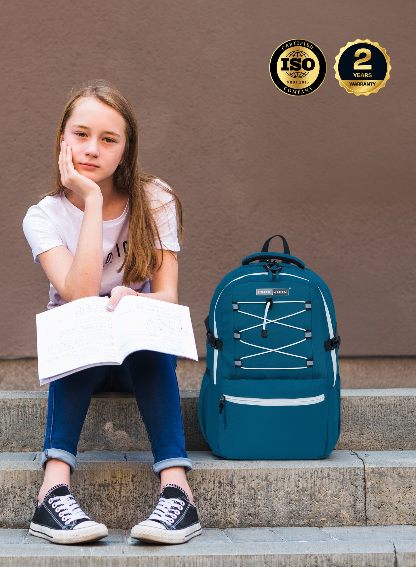 Para John Bubblio 19 inches School Backpack – 30L Capacity, Functional & Durable with Multi-Pocket Organization