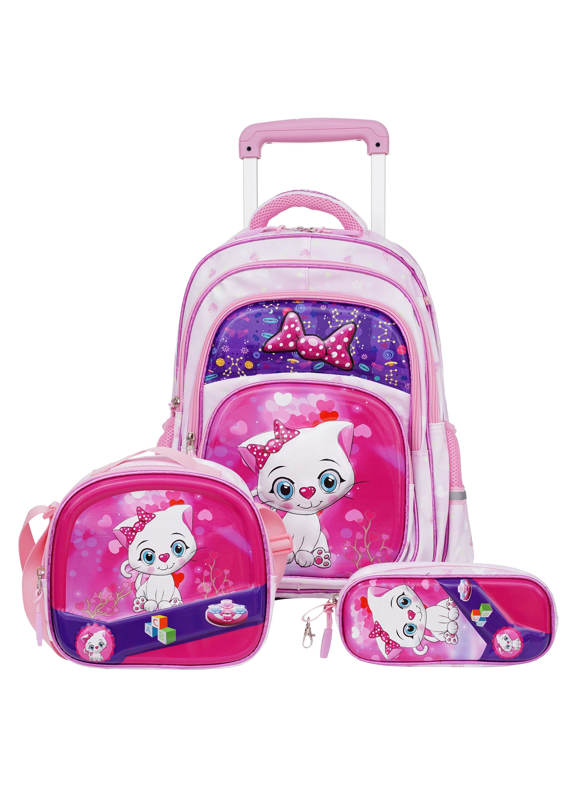 StarKids Series Kids Roller Schoolbag Set of 3 - Pink Kitty PARAJOHN UAE