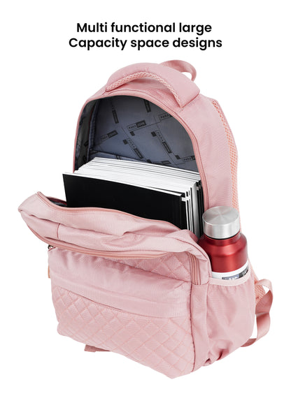 LumiPack 18 inches Quilted School Backpack – 28L Capacity, Stylish & Durable with Multiple Compartments