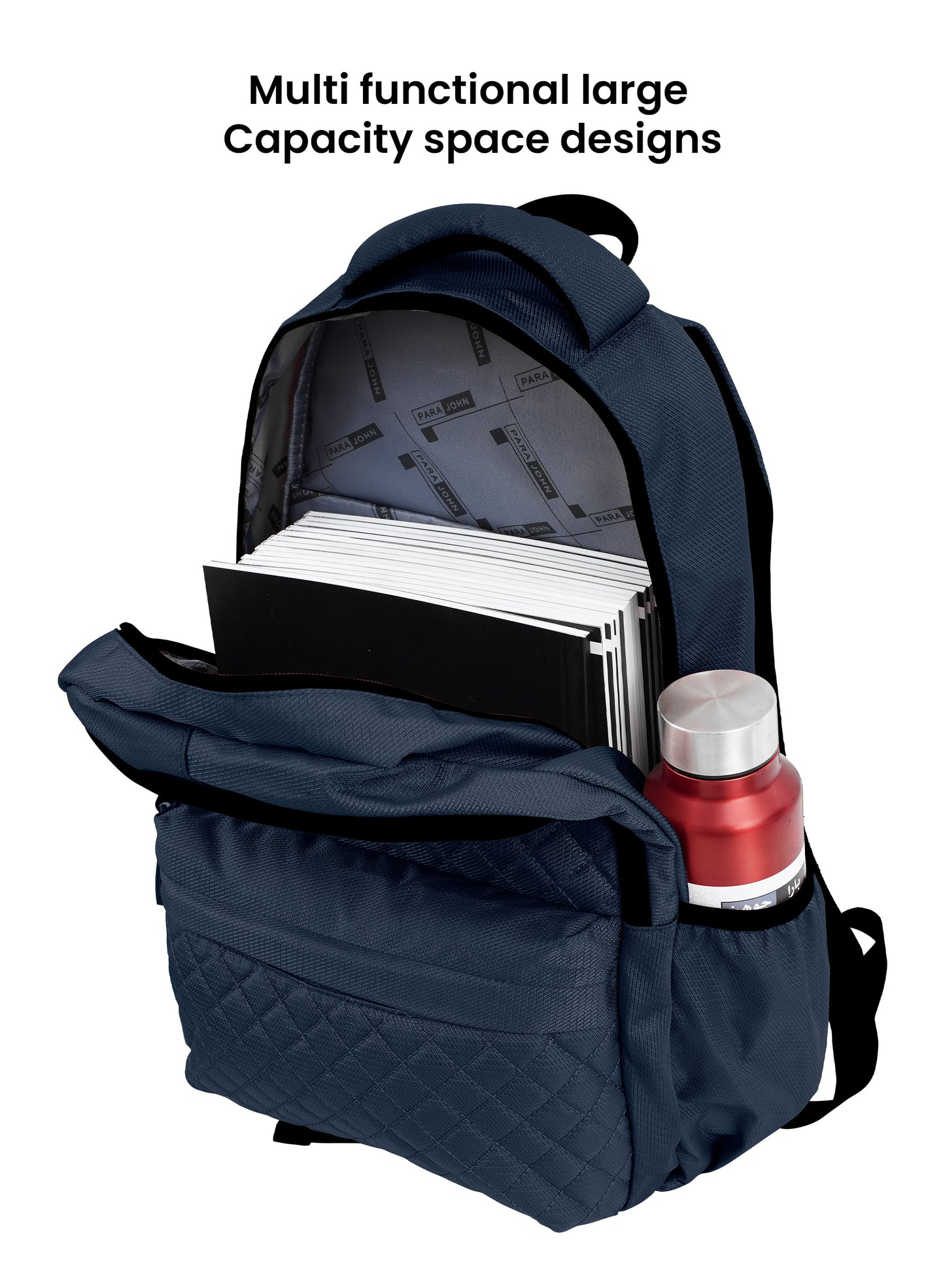 LumiPack 18 inches Quilted School Backpack – 28L Capacity, Stylish & Durable with Multiple Compartments