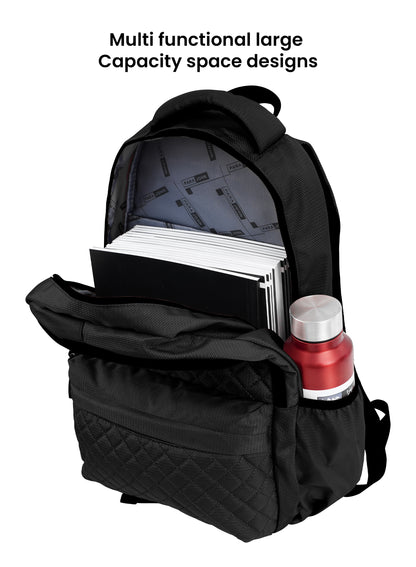 LumiPack 18 inches Quilted School Backpack – 28L Capacity, Stylish & Durable with Multiple Compartments