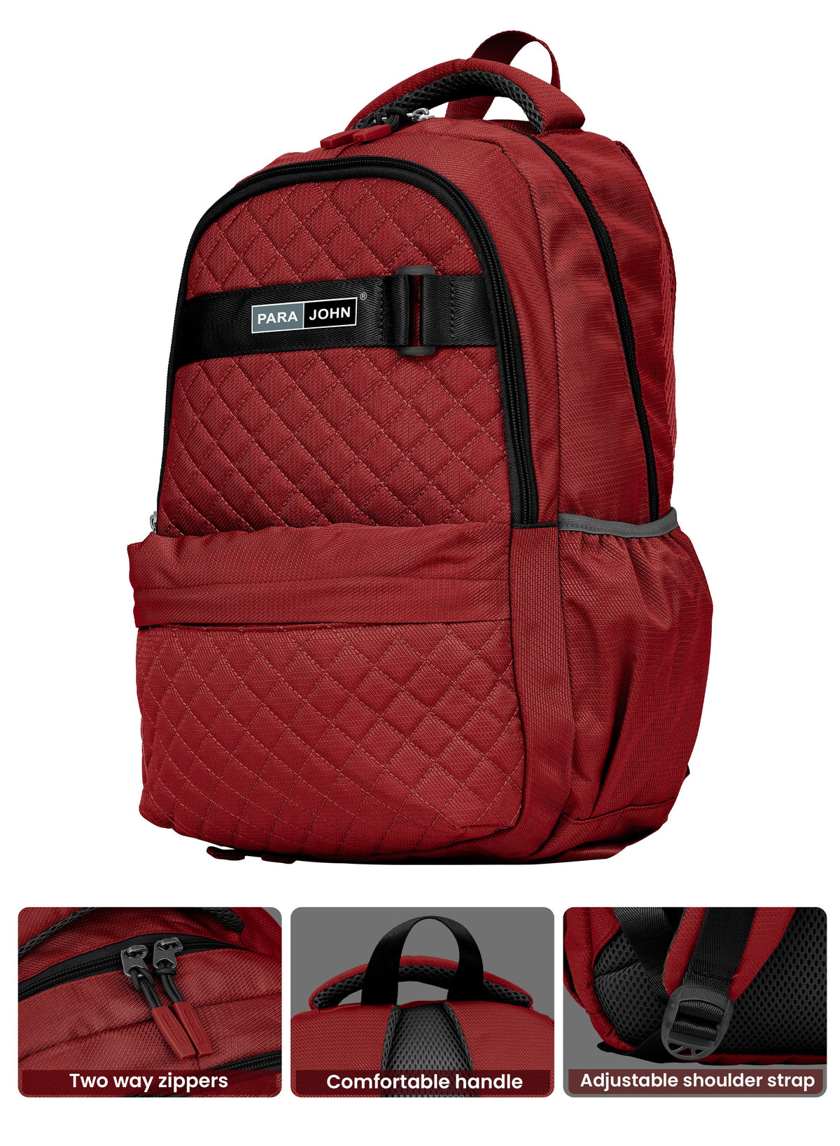 Para john LumiPack 18 inches Quilted School Backpack – 28L Capacity, Stylish & Durable with Multiple Compartments  PARAJOHN UAE