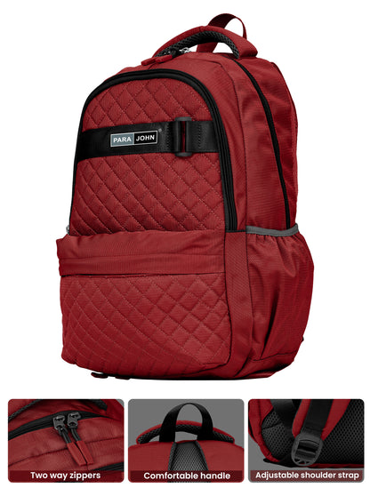 LumiPack 18 inches Quilted School Backpack – 28L Capacity, Stylish & Durable with Multiple Compartments