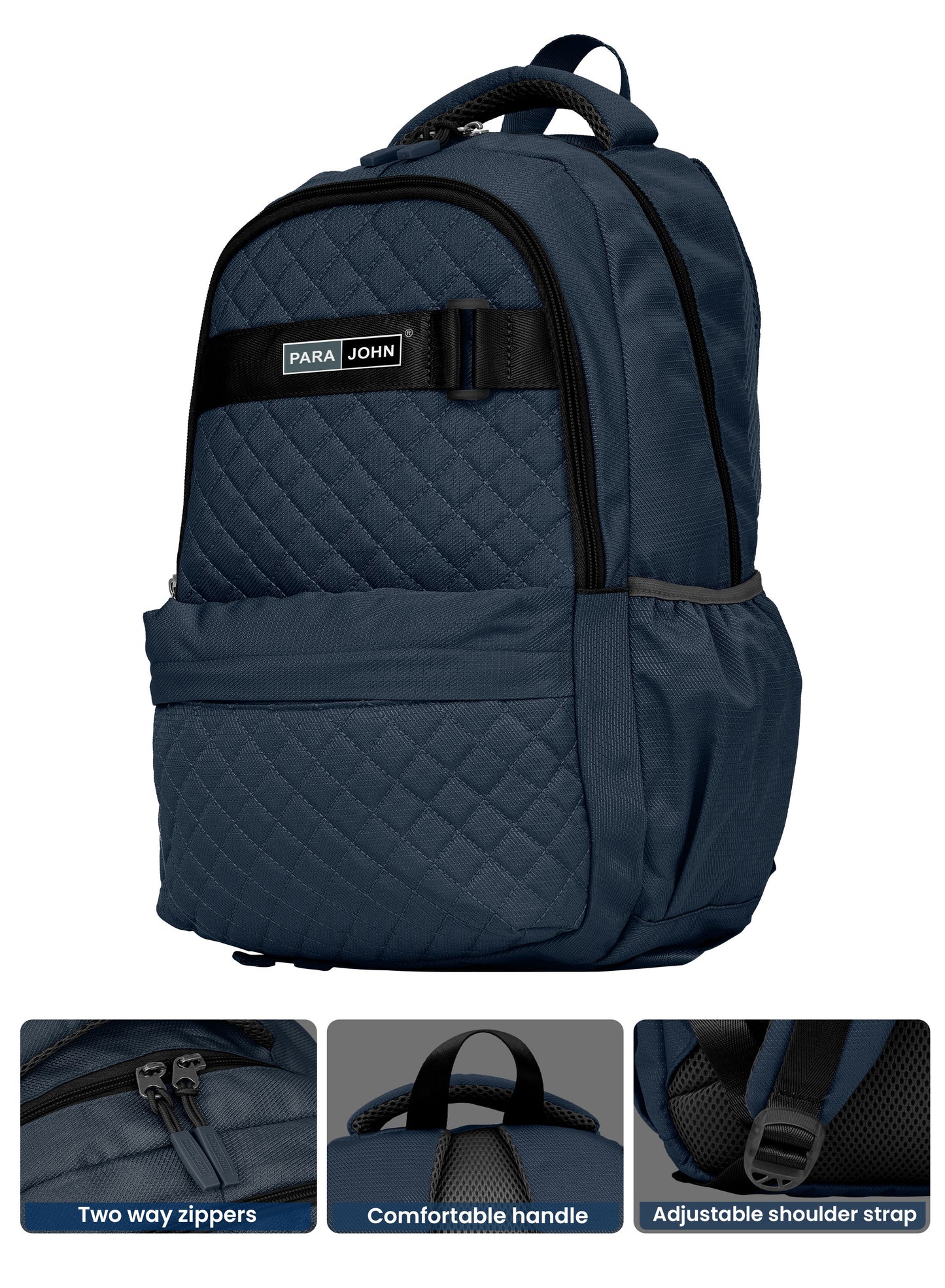 LumiPack 18 inches Quilted School Backpack – 28L Capacity, Stylish & Durable with Multiple Compartments