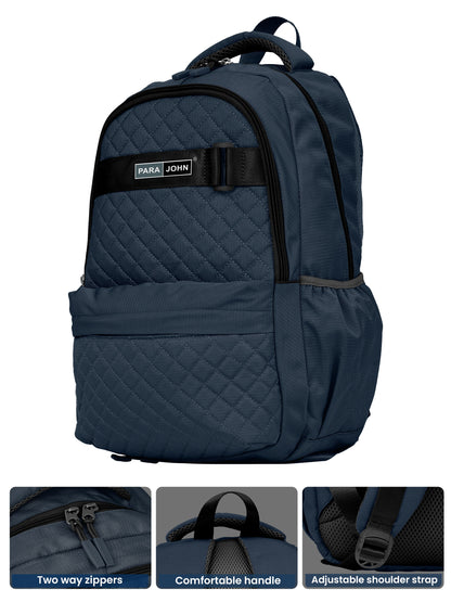 LumiPack 18 inches Quilted School Backpack – 28L Capacity, Stylish & Durable with Multiple Compartments