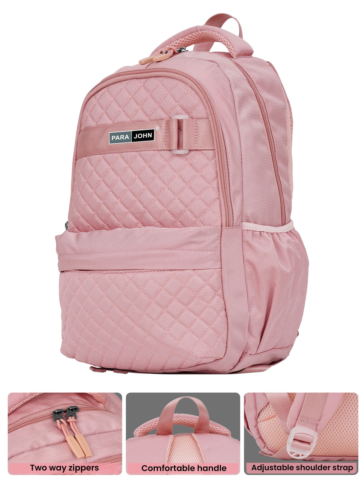 Para john LumiPack 18 inches Quilted School Backpack – 28L Capacity, Stylish & Durable with Multiple Compartments  PARAJOHN UAE