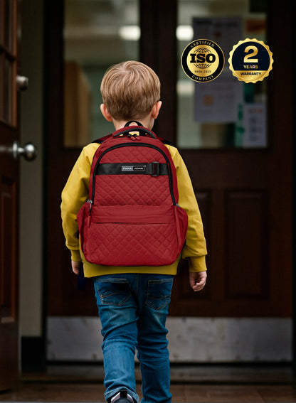 LumiPack 18 inches Quilted School Backpack – 28L Capacity, Stylish & Durable with Multiple Compartments