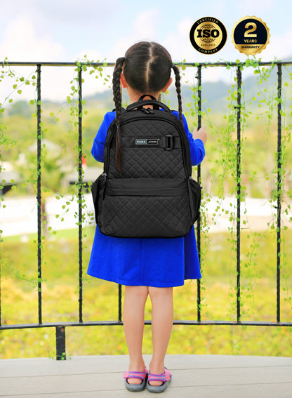 LumiPack 18 inches Quilted School Backpack – 28L Capacity, Stylish & Durable with Multiple Compartments