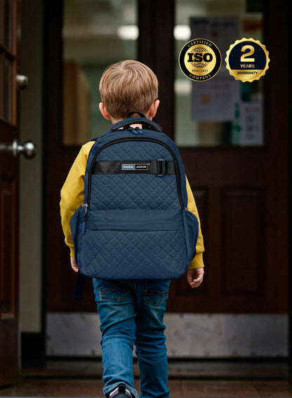 LumiPack 18 inches Quilted School Backpack – 28L Capacity, Stylish & Durable with Multiple Compartments