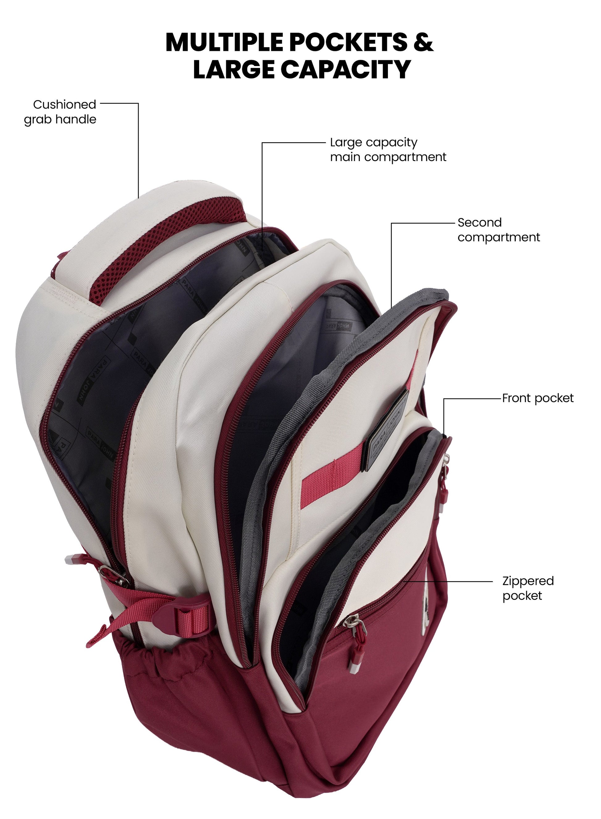 Parajohn Junior Schoolbag for Boys & Girls 18 inches– 20L Lightweight Polyester Bookbag with Hidden Back Pocket, Water-Resistant Kids Travel Daypack  PARAJOHN UAE