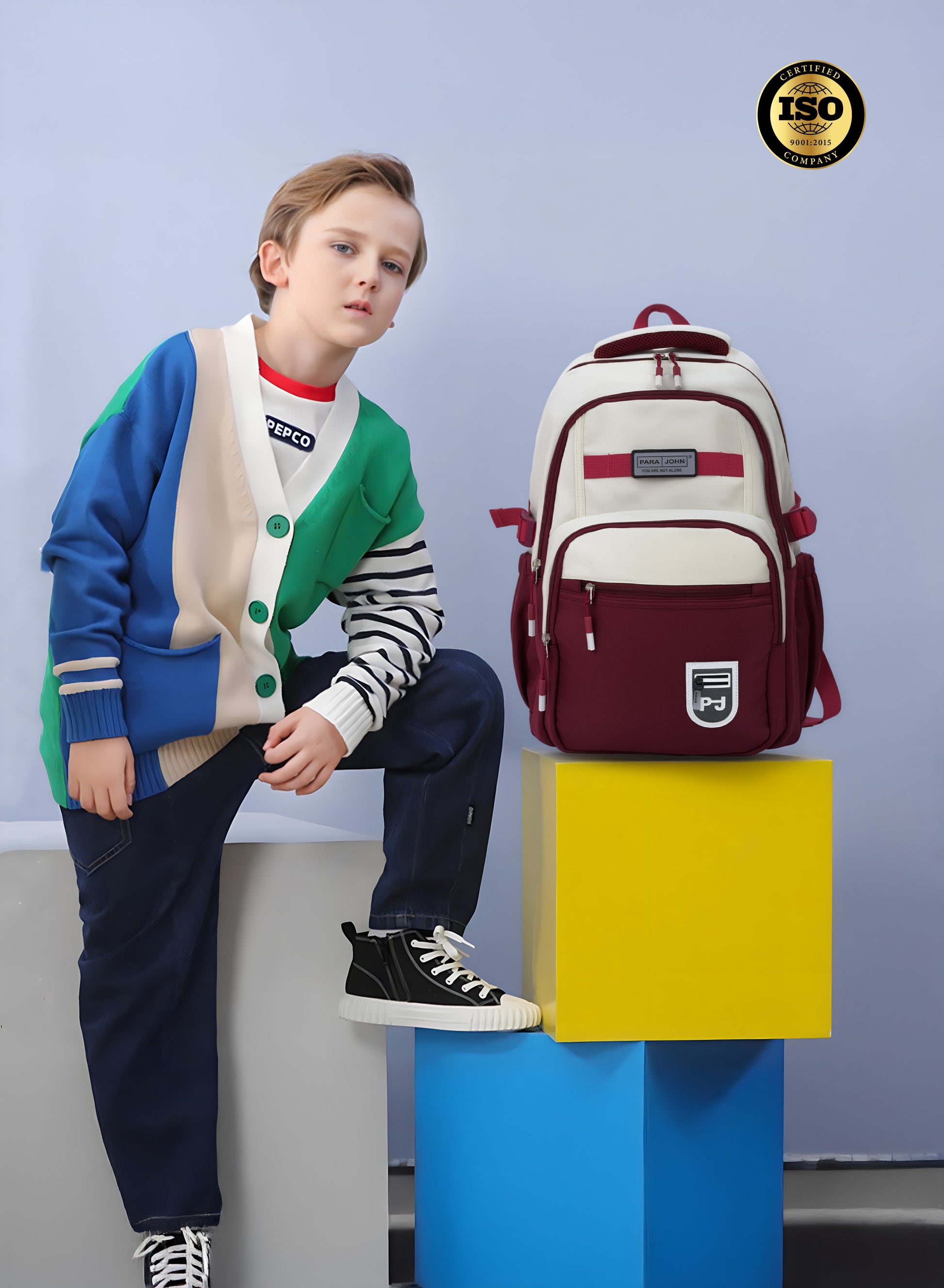Parajohn Junior Schoolbag for Boys & Girls 18 inches– 20L Lightweight Polyester Bookbag with Hidden Back Pocket, Water-Resistant Kids Travel Daypack  PARAJOHN UAE