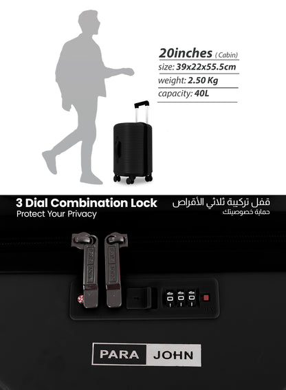 Parajohn Quatrix 1 Piece Cabin Size Polycarbonate Luggage Trolley 55cm