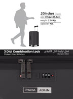 Parajohn Quatrix 20 Inch Cabin Size Polycarbonate Luggage Trolley – 8 Wheel 360° Spinner, Lightweight Hard Case, 55 cm  PARAJOHN UAE
