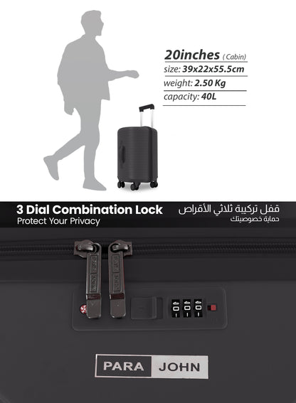 Parajohn Quatrix 1 Piece Cabin Size Polycarbonate Luggage Trolley 55cm