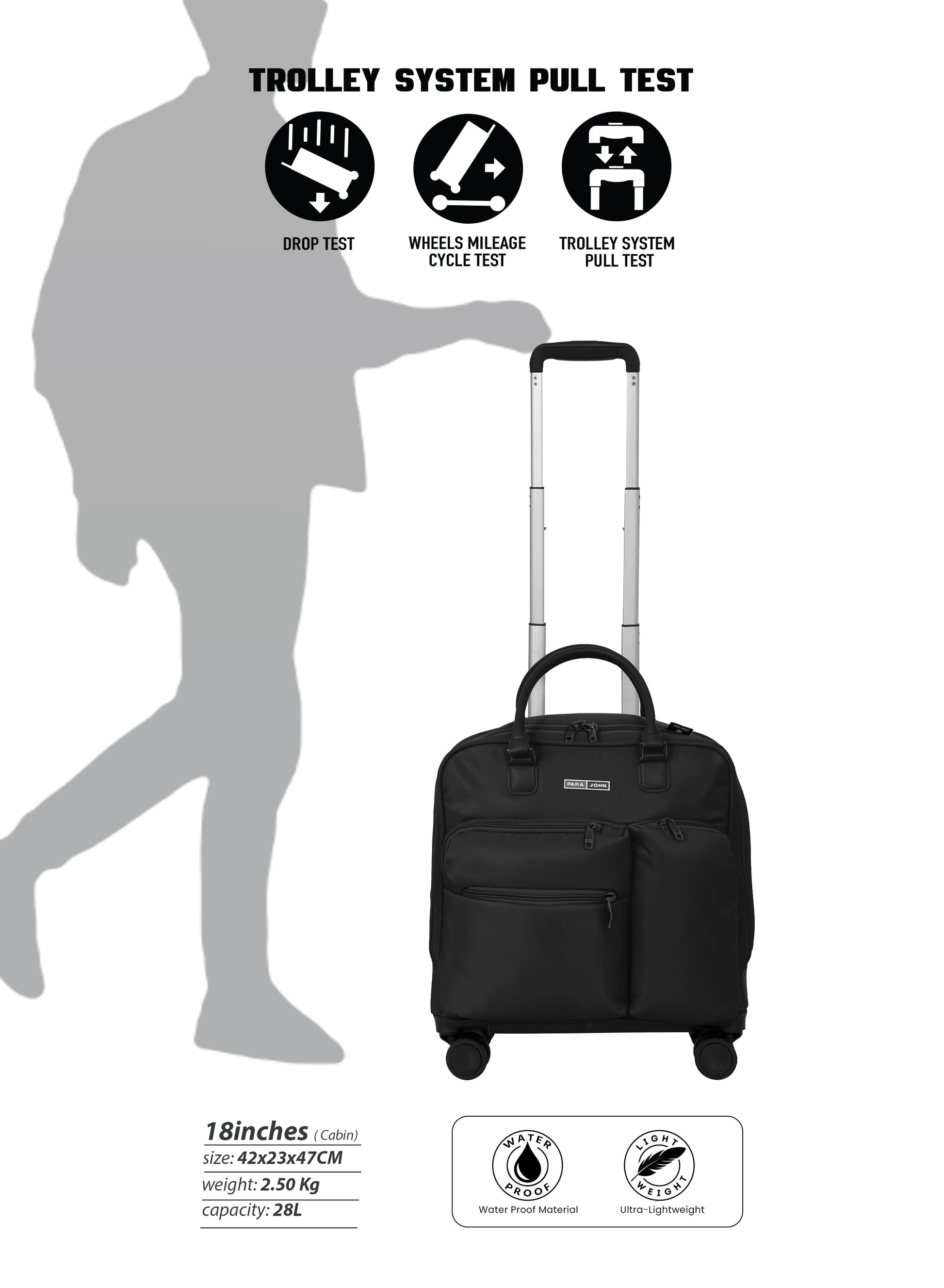 PARAJOHN Mova Cabin Luggage — Ultra-Light Travel Companion | 18” Nylon 8-Wheel Trolley  PARAJOHN UAE