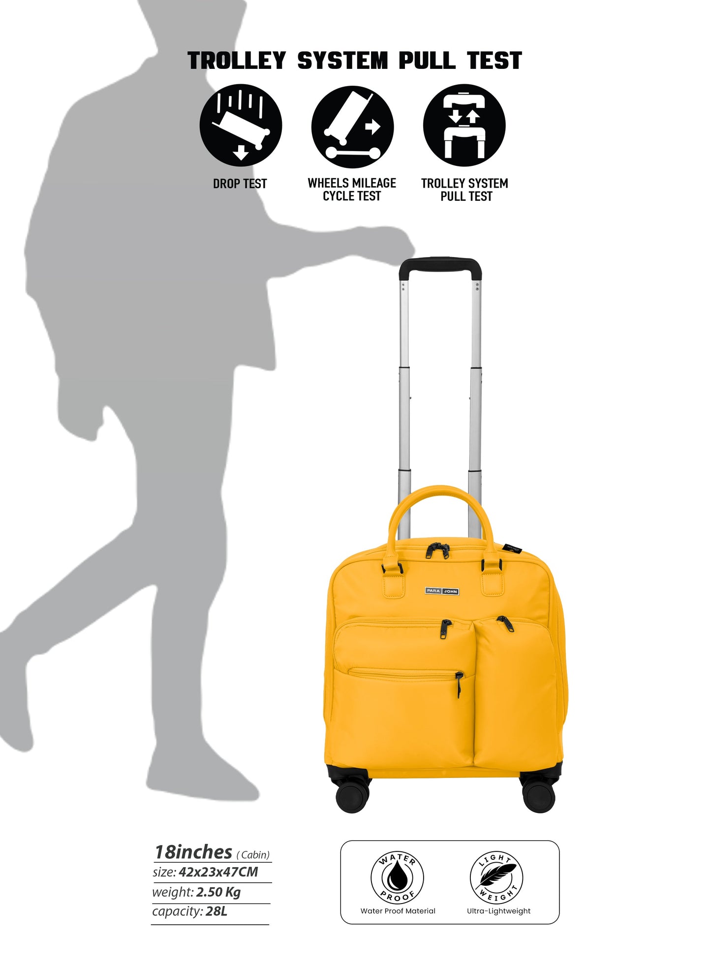 PARAJOHN Mova Cabin Luggage — Ultra-Light Travel Companion | 18” Nylon 8-Wheel Trolley  PARAJOHN UAE