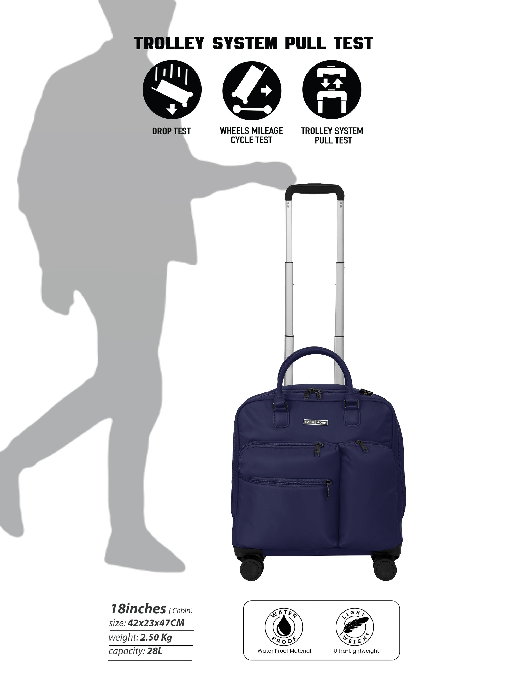 PARAJOHN Mova Cabin Luggage — Ultra-Light Travel Companion | 18” Nylon 8-Wheel Trolley  PARAJOHN UAE