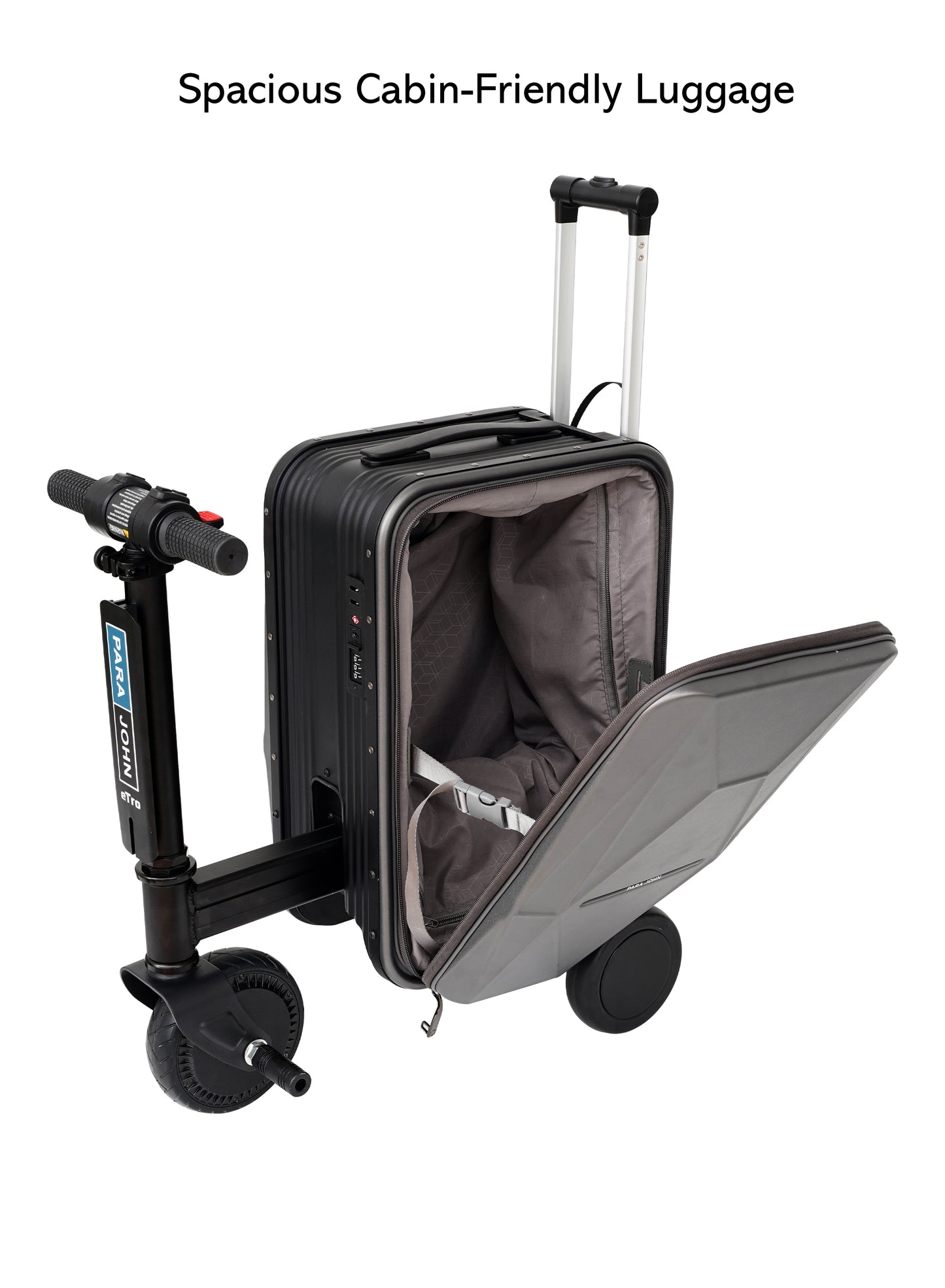 Parajohn Etro Cabin Size 20 inches Rideable Aluminum + Polycarbonate Rechargeable Electric Suitcase Scooter