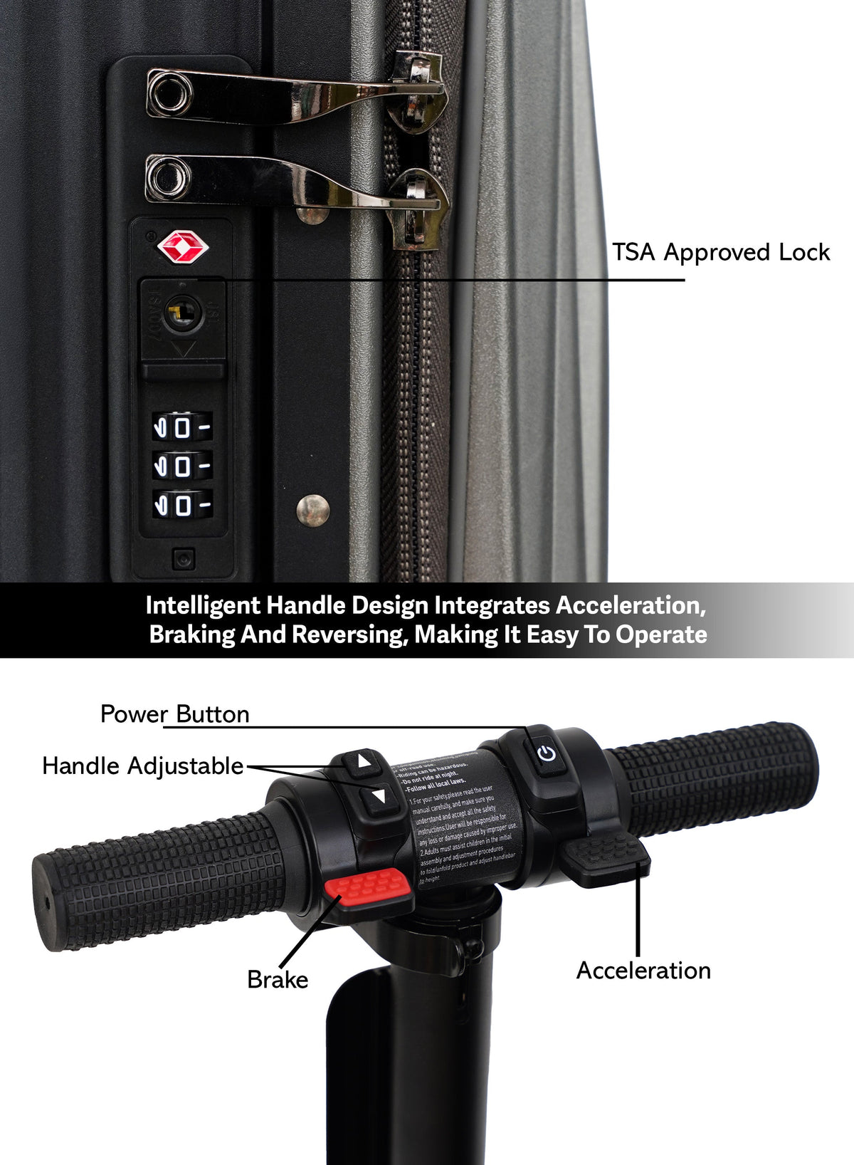 Parajohn Etro Cabin Size 20 inches Rideable Aluminum + Polycarbonate Rechargeable Electric Suitcase Scooter  PARAJOHN UAE