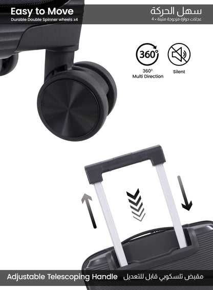 Parajohn PrimeFlex Front Open Cabin Size 20 inches luggage with Premium ABS +Nylon Material- 55 cms carrying 10kg|8 Wheels Hard Sided Trolley