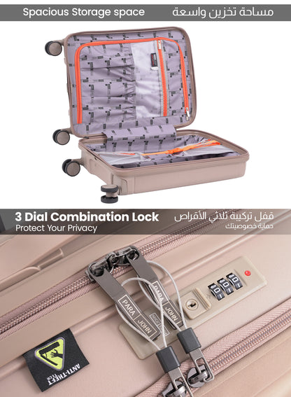 Parajohn PrimeFlex Front Open Cabin Size 20 inches luggage with Premium ABS +Nylon Material- 55 cms carrying 10kg|8 Wheels Hard Sided Trolley