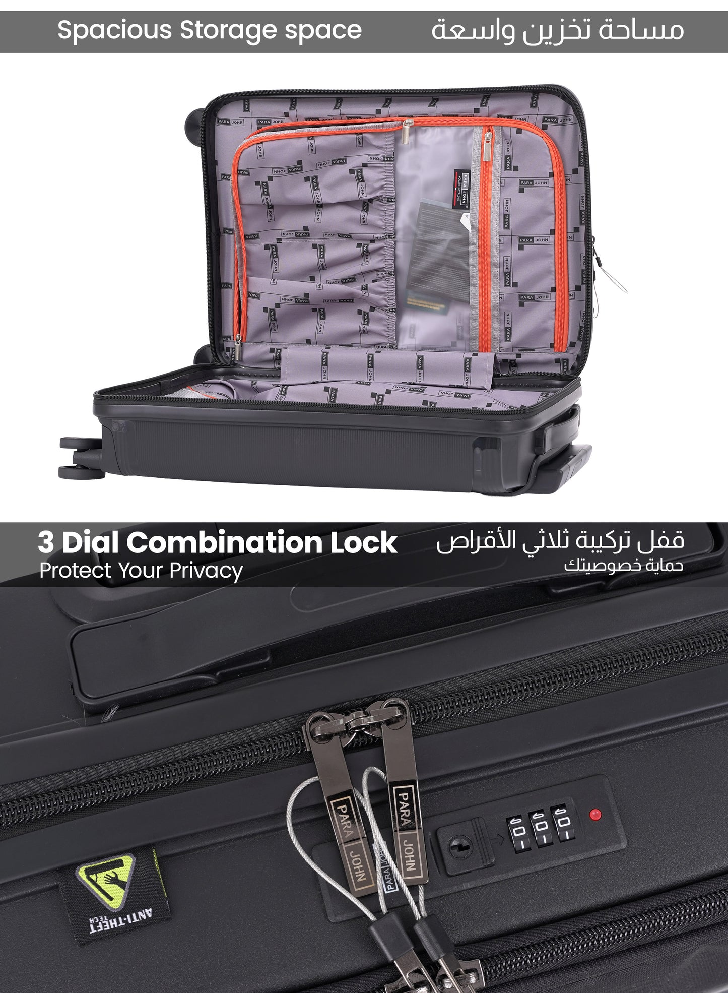 Parajohn PrimeFlex Front Open Cabin Size 20 inches luggage with Premium ABS +Nylon Material- 55 cms carrying 10kg|8 Wheels Hard Sided Trolley