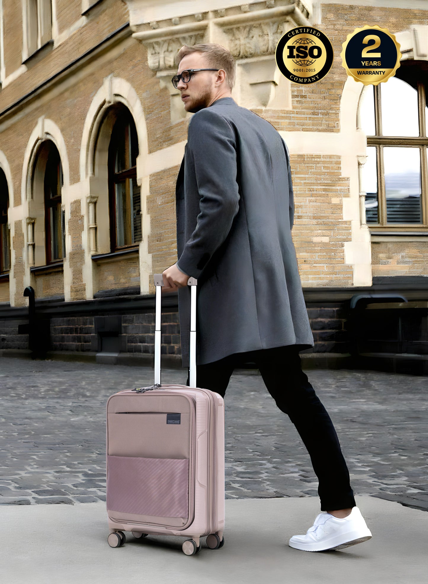 Parajohn PrimeFlex Front Open Cabin Size 20 inches luggage with Premium ABS +Nylon Material- 55 cms carrying 10kg|8 Wheels Hard Sided Trolley