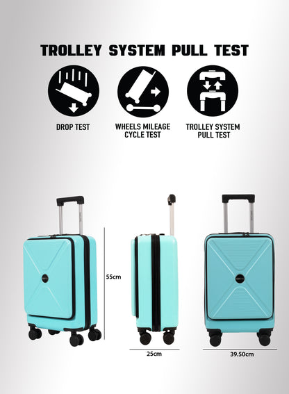 Parajohn Front Open Cabin Size 20 inches luggage with Premium ABS Material- 55 cms carrying 10kg|8 Wheels Hard Sided Trolley