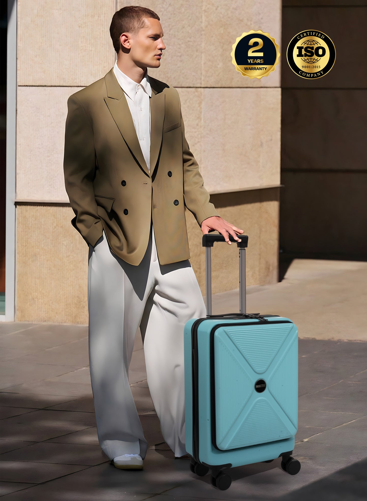 Parajohn Front Open Cabin Size 20 inches luggage with Premium ABS Material- 55 cms carrying 10kg|8 Wheels Hard Sided Trolley