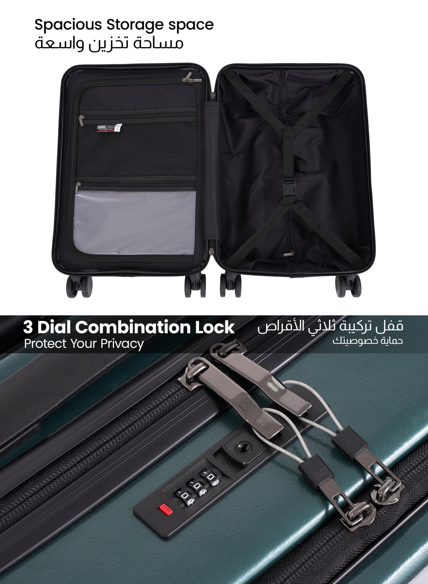 Parajohn Front Open Cabin Size 20 inches luggage with Premium ABS Material- 55 cms carrying 10kg|8 Wheels Hard Sided Trolley